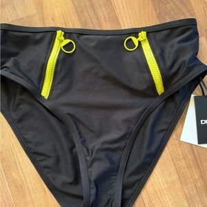 DKNY Black Swim Bottom with Neon Accents